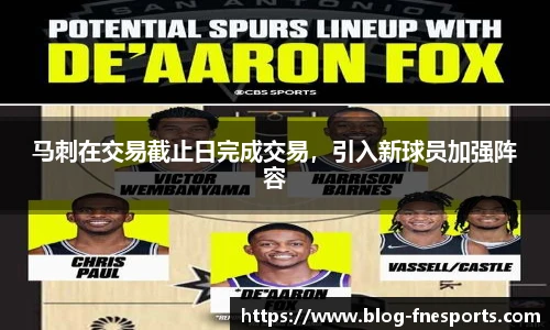 马刺在交易截止日完成交易，引入新球员加强阵容